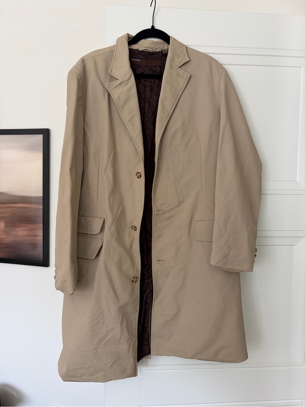 Perry Ellis Women's Beige Trench Coat with Quilted Dark Lining
